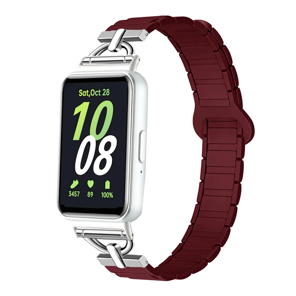 Magnetischer Silikonarmband-Anzug für Samsung Galaxy Fit3, Unisex, dünnes magnetisches Silikon-Uhrenarmband mit D-Schnalle – Detail 15
