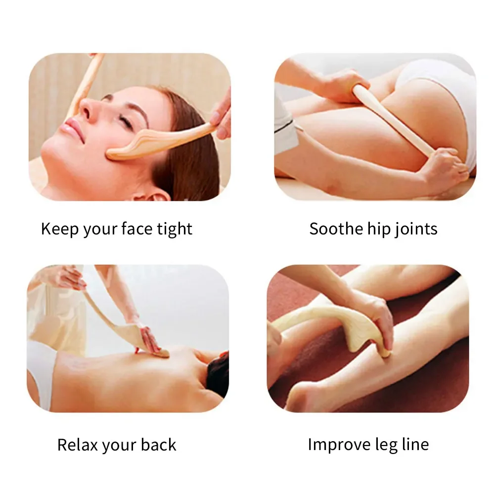 목제 바디 얼굴 조각 마사지 스크레이퍼, 손 발 바디 헬스케어 마사지, 구샤 스틱 림프 배수 마사지기, 근육 이완