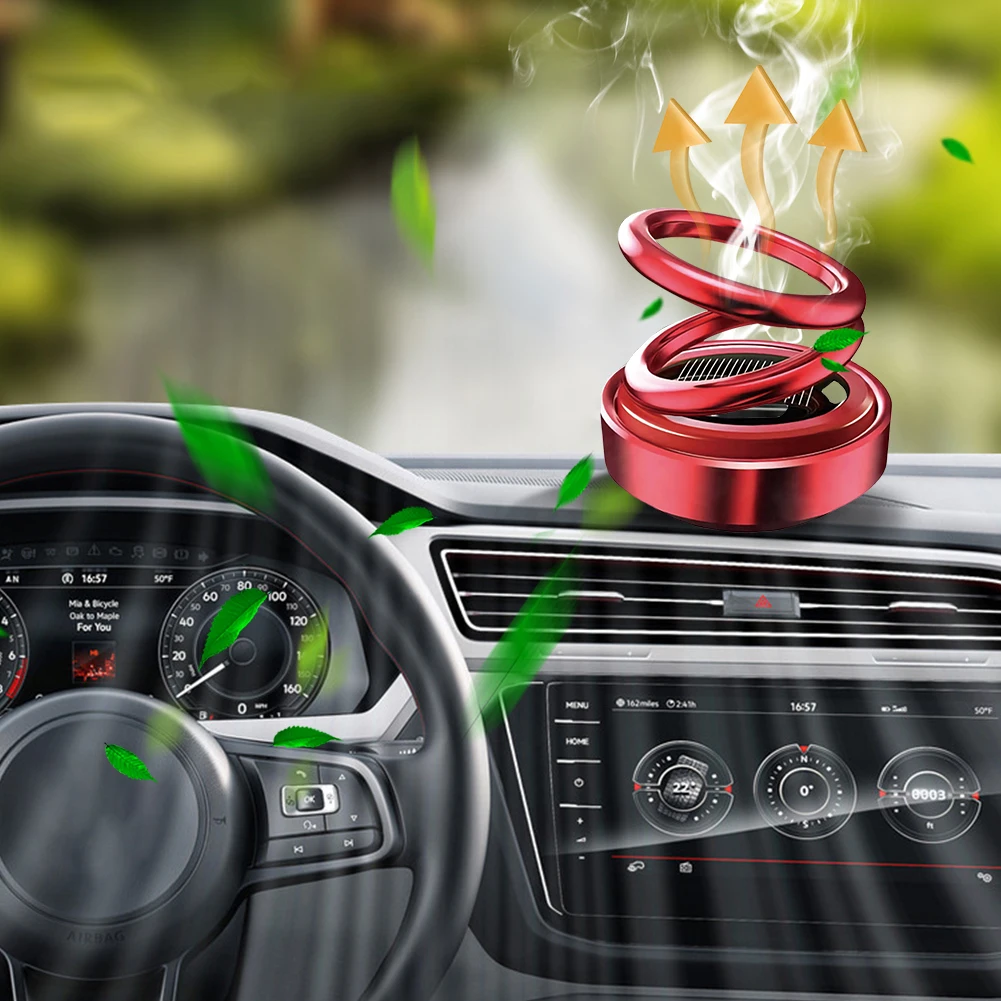 Solar Flavoring Car Parfum Fast Heating Car Aromatherapy 360 Rotation Double Ring Interior Decoration Rotating Air Freshener