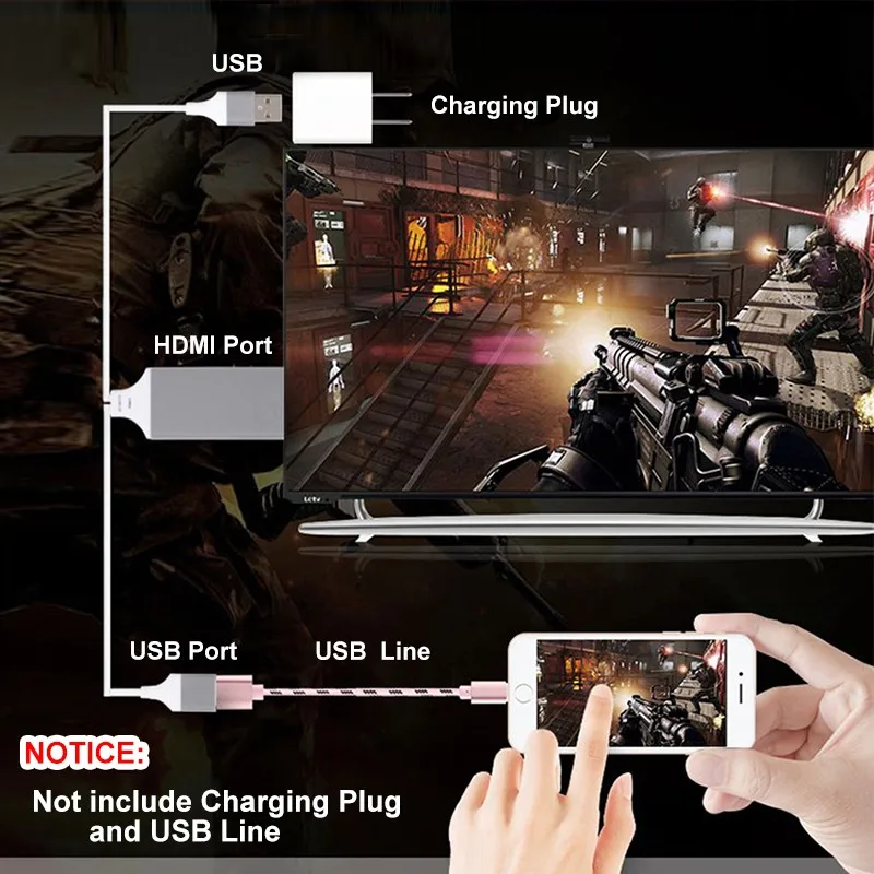 USB to HDTV Adapter Converter Cable HDTV Phone to TV Cable Support iOS and Android usb adapter converter