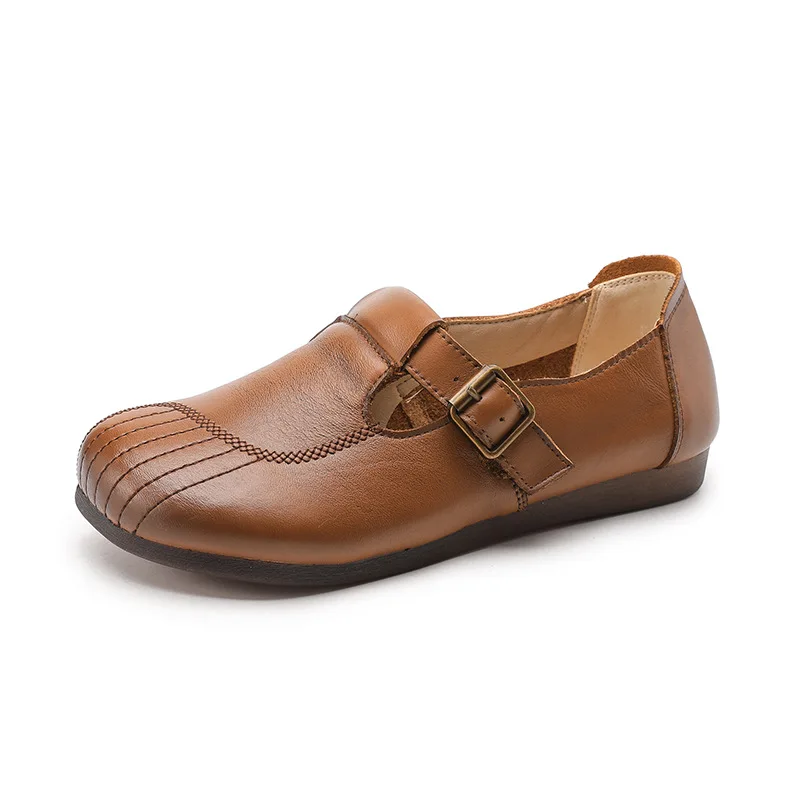 

Women Flats And Fashion Large Size 35-41 Casual Shoes 2023 Spring Low Heel Soft Leather Mom Shoes Sexy Thick Sole Women's Shoes