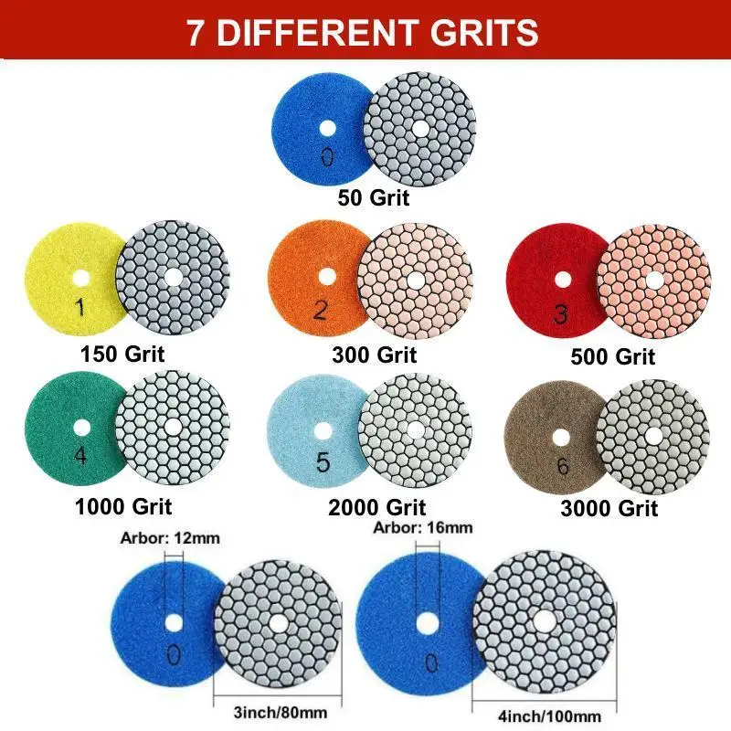 16 Pezzi Di Tamponi Diamantati Per Lucidatura A Umido Da 4 Pollici Con Tampone Di Supporto~p124079420