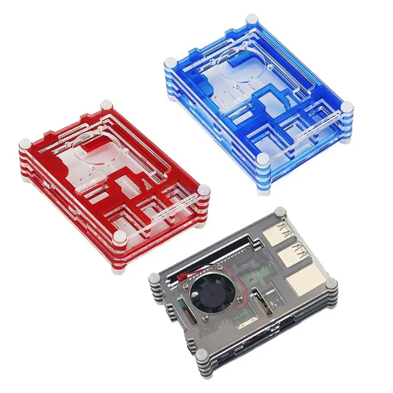 

For Raspberry Pi 3B+ 3B Case 9 Layers Black Blue Red Acrylic Box Case Cooling Fan for Raspberry Pi 3 Model B Case Fan Wholesale