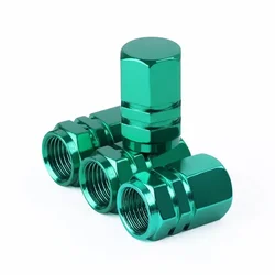 Aluminum Alloy Decorative Tire Valve Stem Caps - Dustproof Wheel Covers (Green  4pcs)