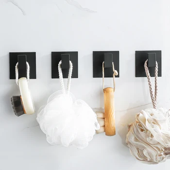 Ganci da parete autoadesivi neri per chiavi appese appendiabiti porta appendiabiti appendiabiti portasciugamani accessori da bagno 1