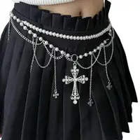 Multi Layered Pearls Tassels Waist Chain Belt for Women Elegant Body Chain with Adjustable Length for Parties and Festivals XX9C
