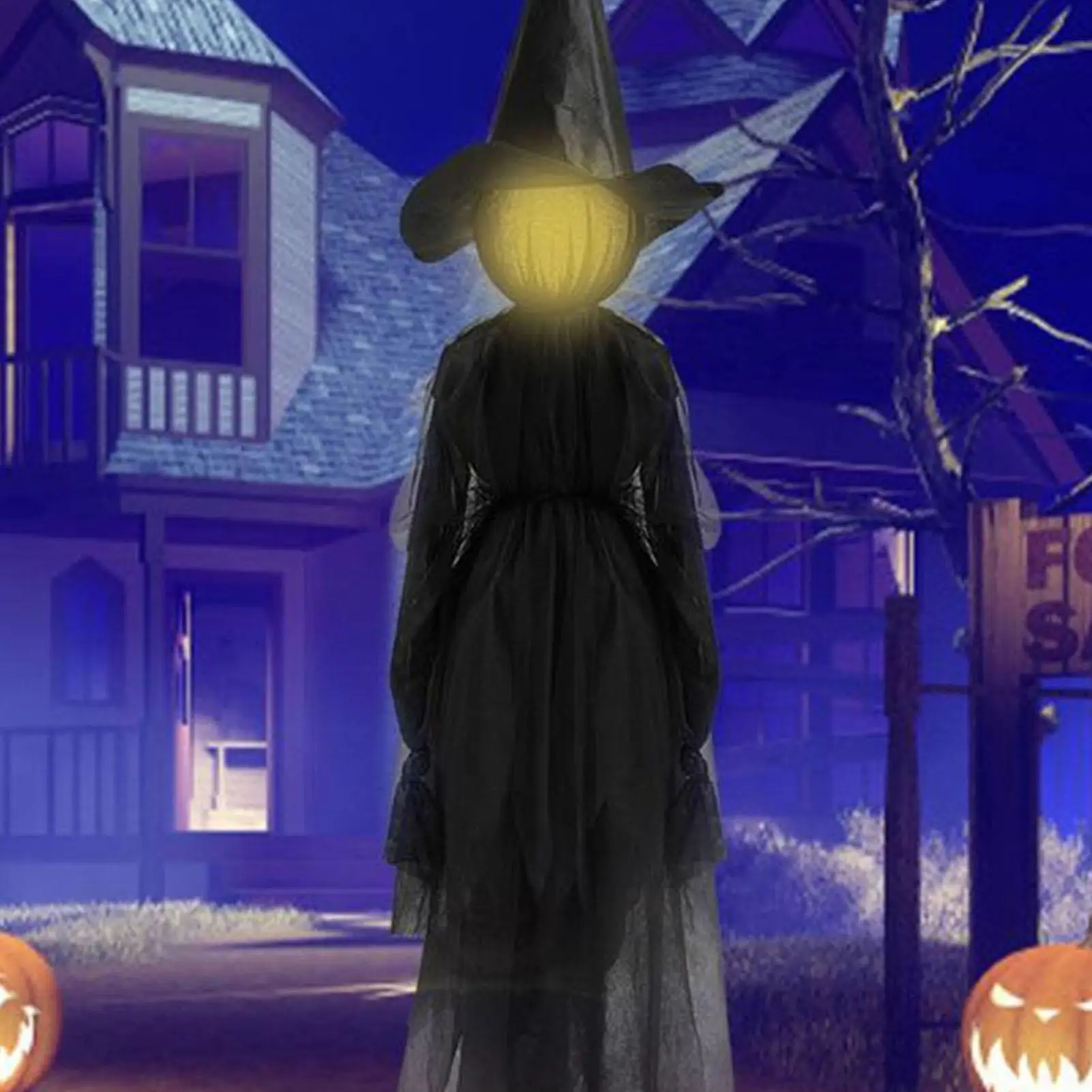 2025 Light-Up Witches with Stakes Halloween Decorations Outdoor Holding Hands Screaming Witches Sound Activated Sensor Decor