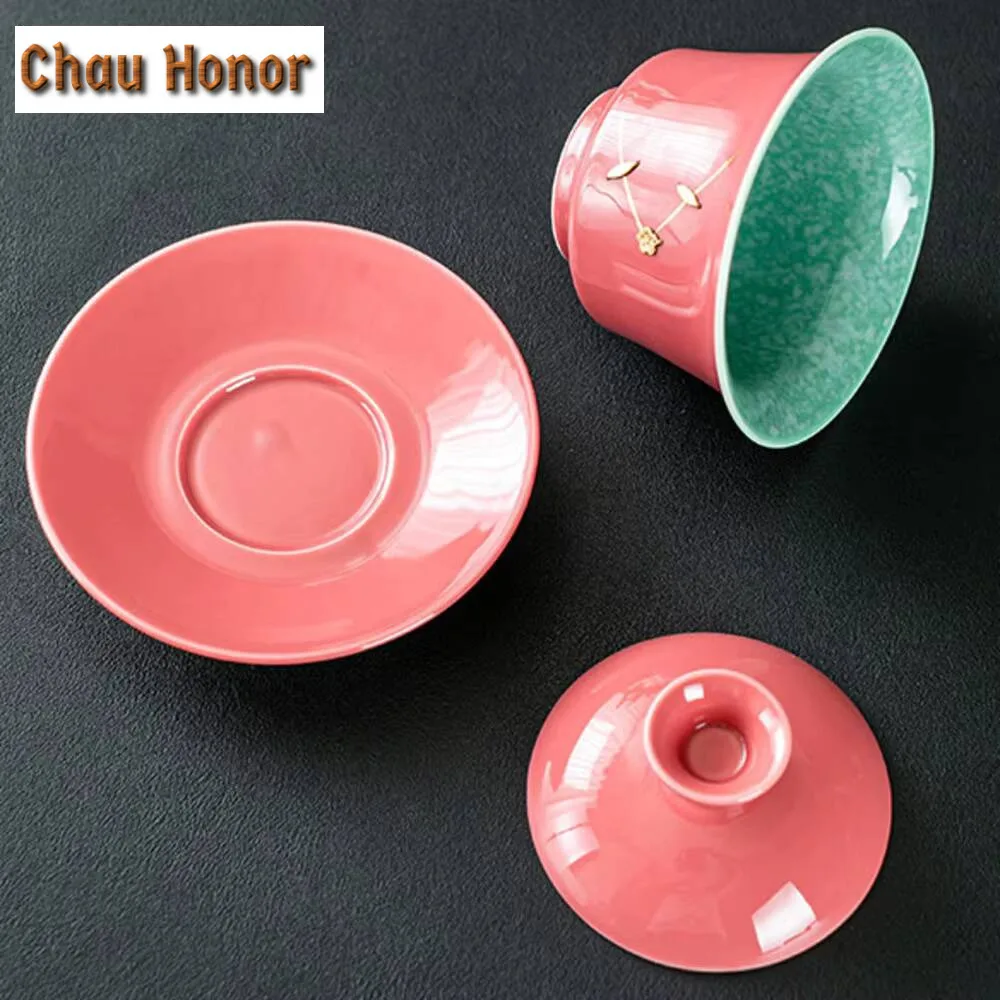 180ml Handmade Ice Cracking Glaze Gaiwan Ancient Saw Nail Porcelain Tea Tureen Household Tea Maker Cover Bowl Teaware Ornaments