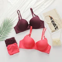 Women's sexy lingerie set with detachable shoulder straps and steel ring gathered thin mold cup lingerie 1