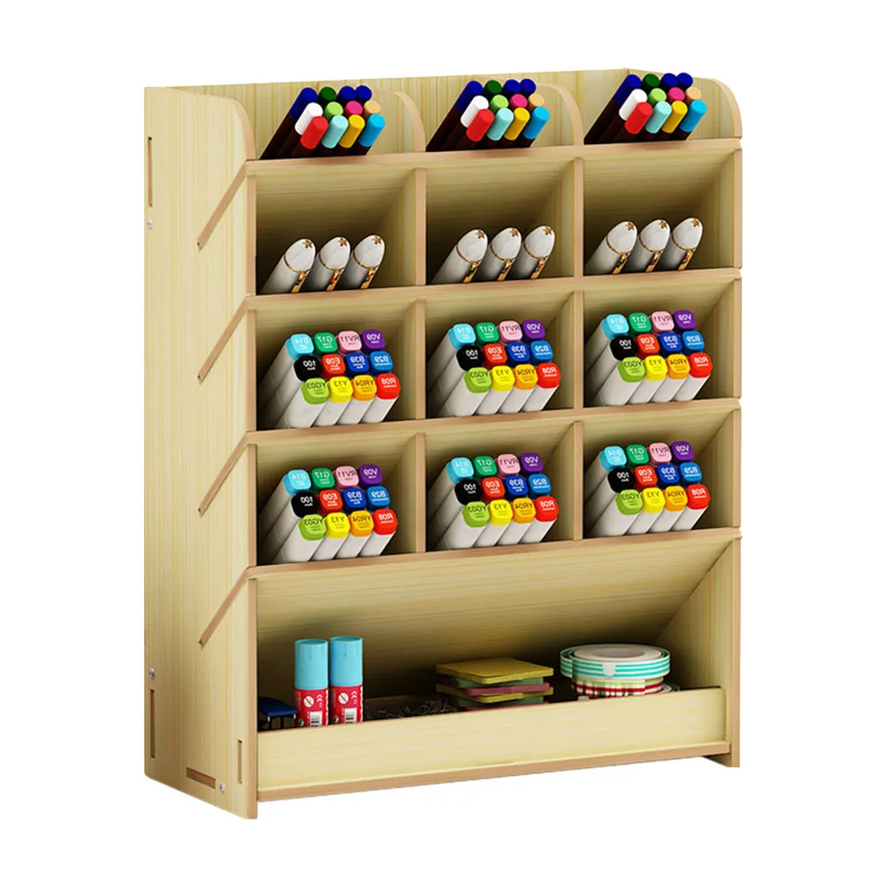 

Separate Parts Home Pen Holder DIY Stationery Storage Large Capacity With Drawer Study Space Saving Wooden Rack Desk Organizer