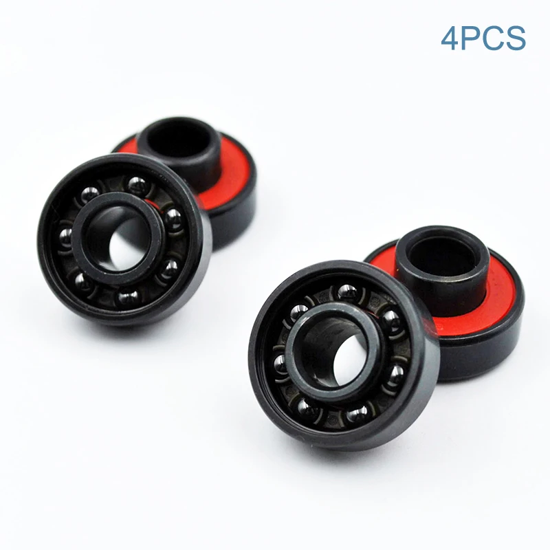 

4pcs 608 2RS Integrated Hybrid Black Ceramic Ball Bearing 8*22*7mm ABEC-11 High Speed Roller Skate Skateboard Wheel Bearings