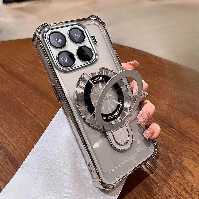 Shockproof Plating Magnetic Bracket Silicone Phone Case
