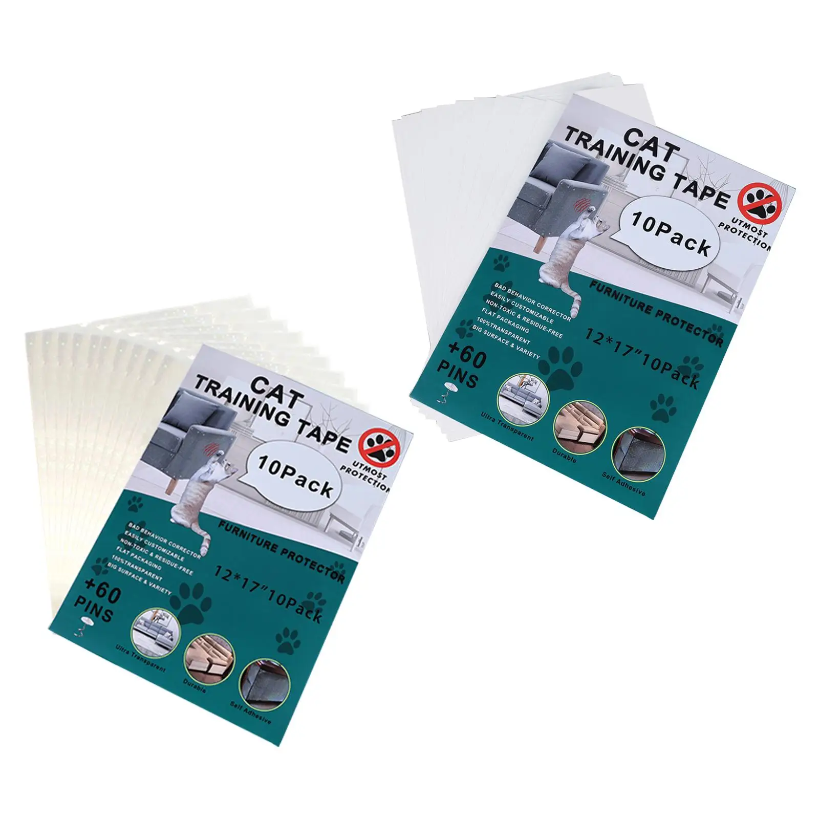 10 Pieces Cat Couch Protector Clear Anti Scratch Cat Deterrent Training Tape Cat Furniture Protector Protection Accessories
