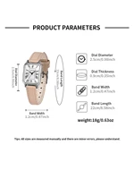 Montre-bracelet à Quartz rectangulaire pour femmes, marque de luxe, cadran romain, bracelet en cuir, horloge 6