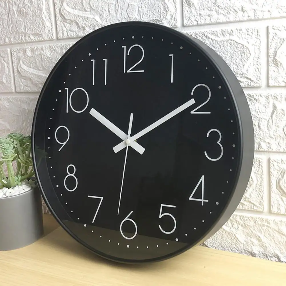10 Inch Wall Clock Round Hanging Noiseless 3D Number Precise Anti-fog Mirror Surface Quartz Clock Household Supplies Detection