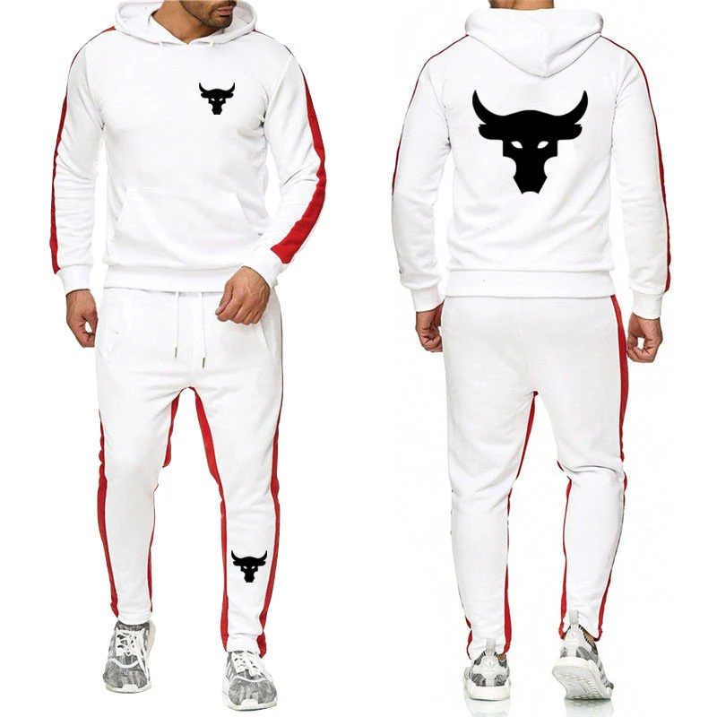 Dwayne Johnson Brahma Bull Tattoo Logo Print Spring Autumn Men's Tracksuit High Quality Loose Hoodies+Casual Trousers Sports Set 6