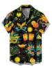 2024Graphic Mask Men's Shirt Button Up Casual Daily Wear Date Vacation Lapel Short Sleeves Polyester Shirts Carnival 2