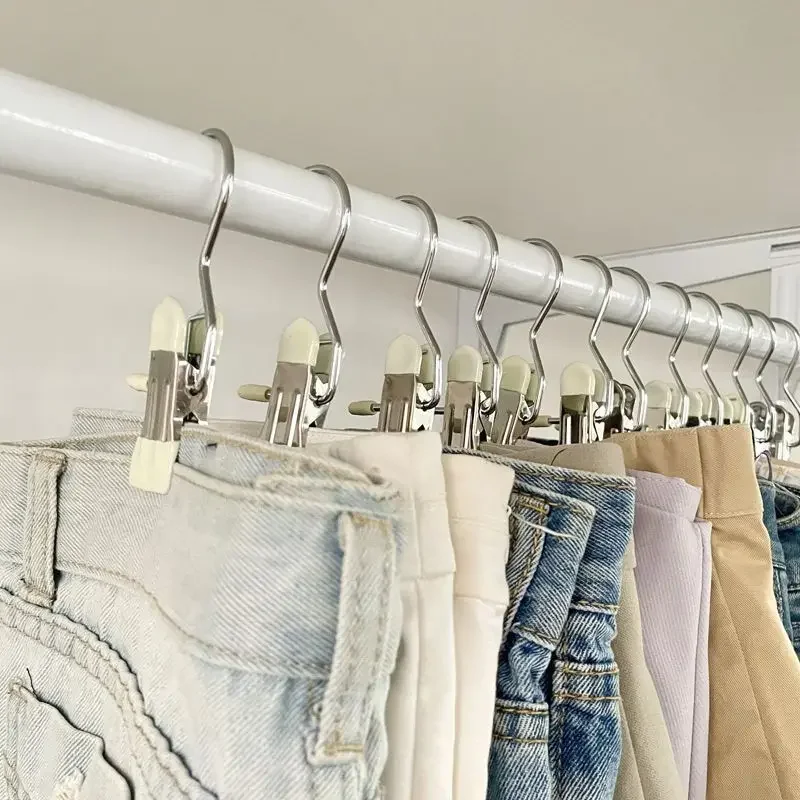 Description Picture 6 of itemStainless Steel Clip Space-Saving Hanger Clothespins Hat Pants Storage Multifunctional Clips for Clothes Clothes Organizer