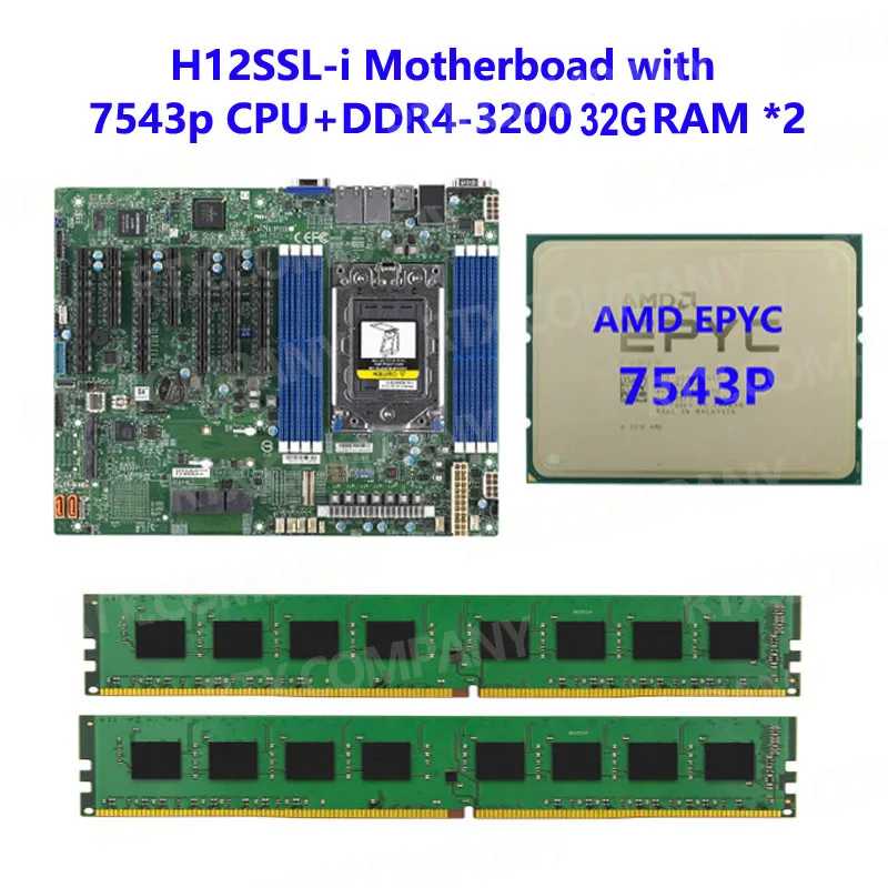FOR-Supermicro-H12SSL-i-Motherboard-AMD-EPYC-7543P-2-8GHz-32C-64T-CPU ...