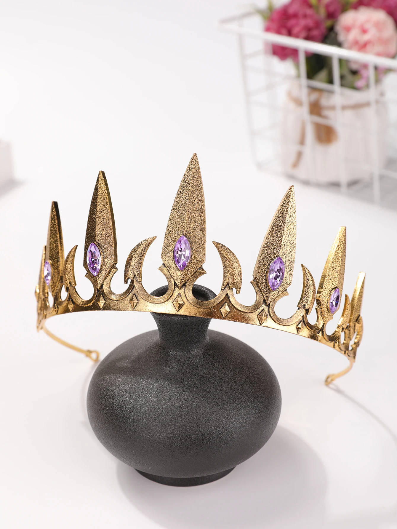 Queen's Court Retro-Krone, stilvolle Kopfbedeckung aus Metall für Männer und Frauen, ähnlich der Krone der Schneewittchen- und diebäumigen Stiefmutter – Detail 25