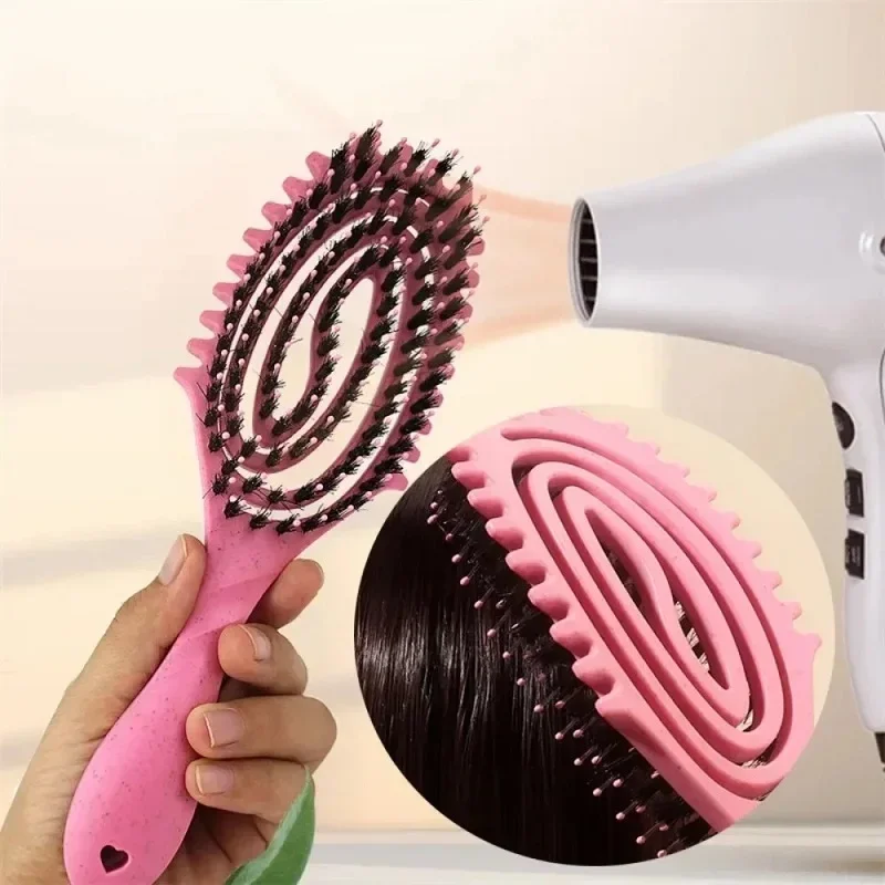 Detangling Curls Hairbrush Tangled Boar Bristle Hair Comb Define Hollow Out Dual Purpose Comb Styling Tools