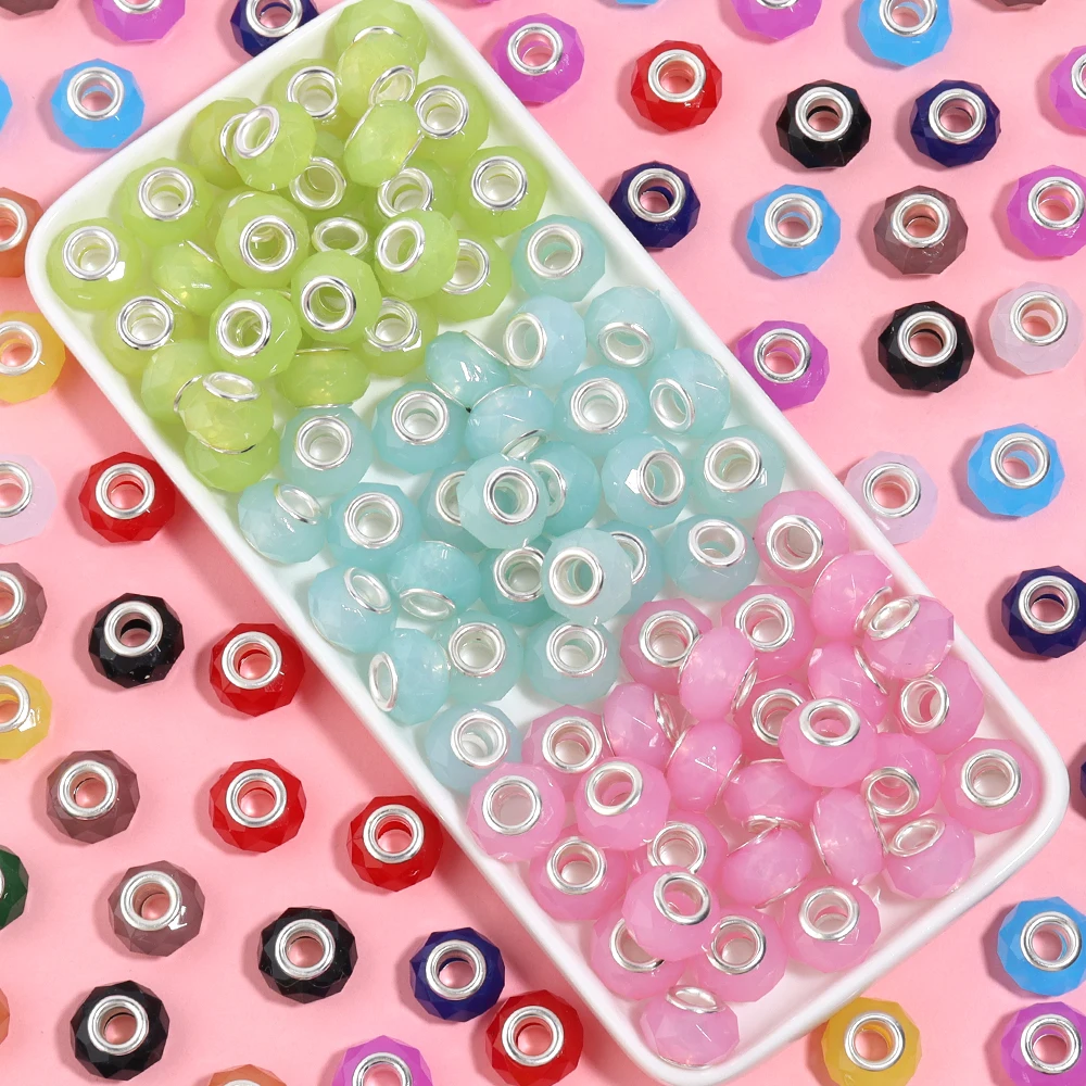 100 Perline Rondelle Acriliche Sfaccettate - Foro Grande 13-14mm, Stile Europeo, Colori Misti - Foto 8