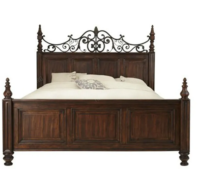 

Black walnut bed in North America, main bed, country solid bed, double bed log wedding bed