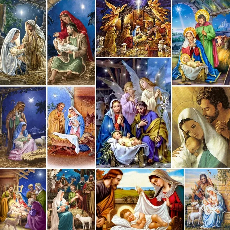 5D DIY Diamond Painting Religious icons Cross Stitch Diamond Art Nativity Scene Birth of Jesus Mosaic Home Decoration Gift diamond painting diamond art painting kit diamond painting set