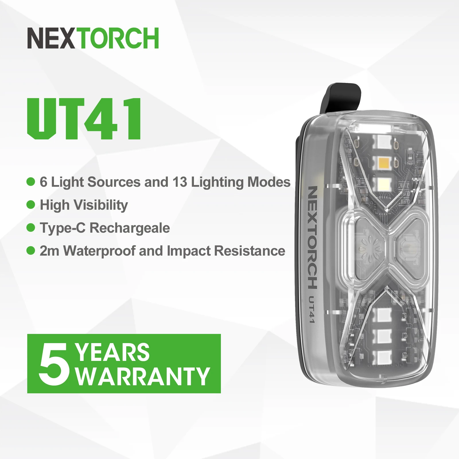 Фото Полицейский фонарик Nextorch UT41, аварийный фонарь на плечо с 6 источниками света, перезаряжаемый светодиодный сигнальный фонарь Type-C для полицейского патруля №1