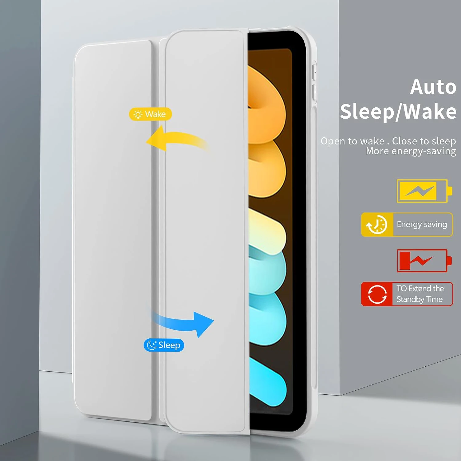 Premium Tri-fold Flip Case with Magnetic Stand, PU Leather Protective Cover