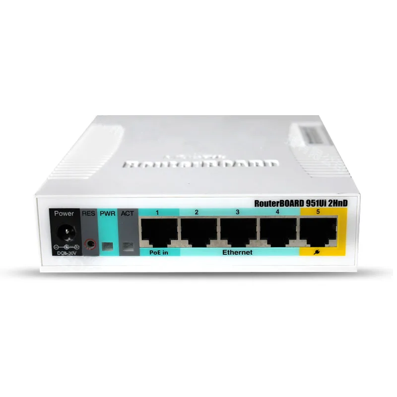 

Mikrotik RB951Ui-2HnD home wireless router wifi 2.4GHz AP with five Ethernet ports and PoE output on port 5