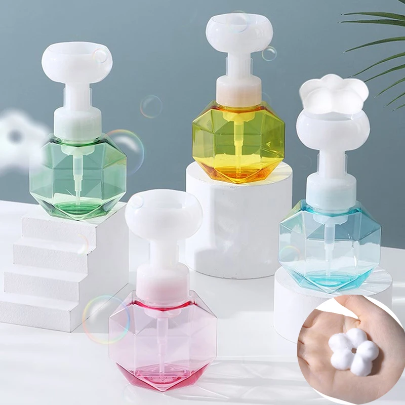  Flower Shape Foam For Soap Dispenser Foaming Pump Plastic Clear Bottle Travel Shower Gel Foam Pump Bottle For Bathroom 
