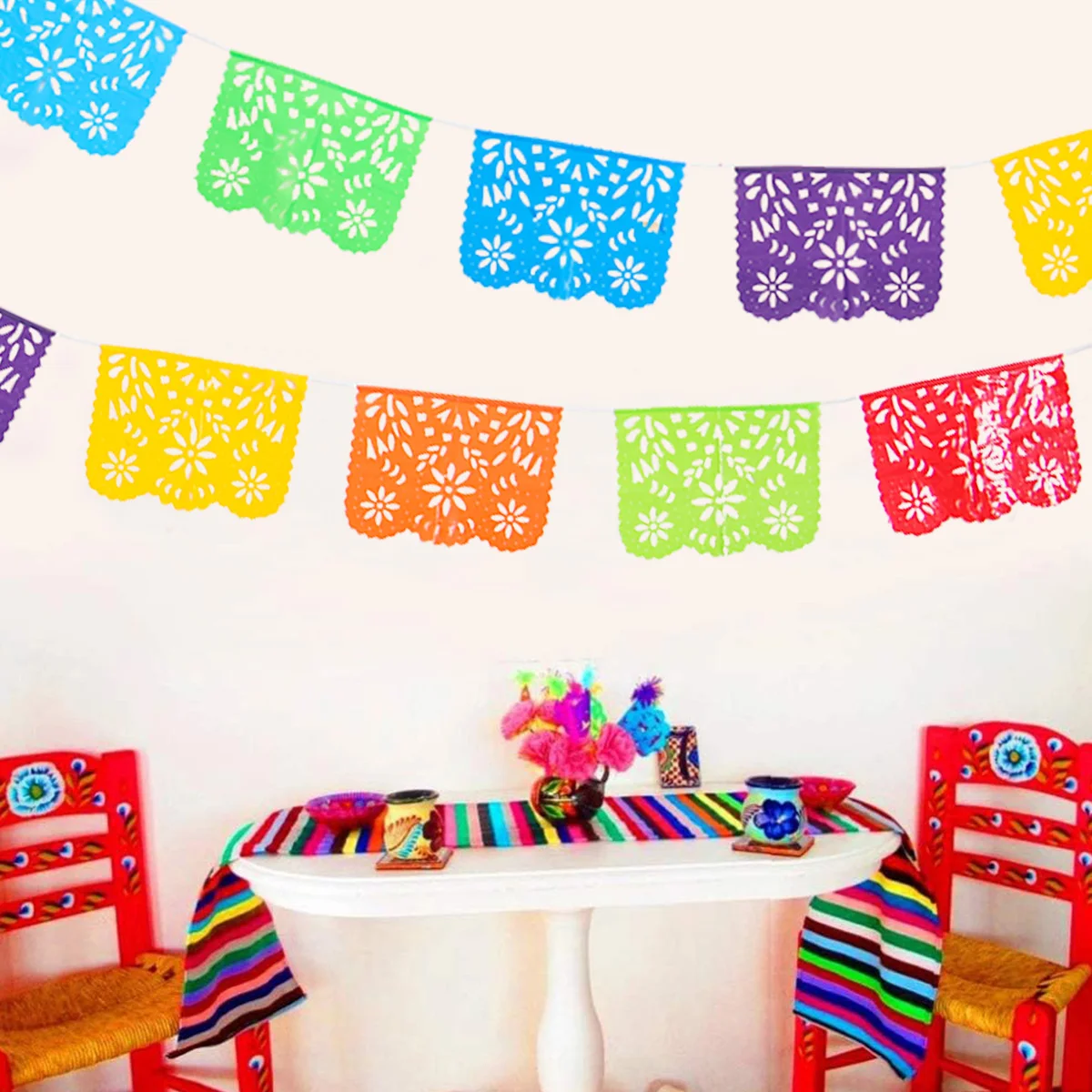 Party Decorations Mexican Theme Party Favors Decoration Pattern Square Banner Paper Flags Day of The Dead Halloween