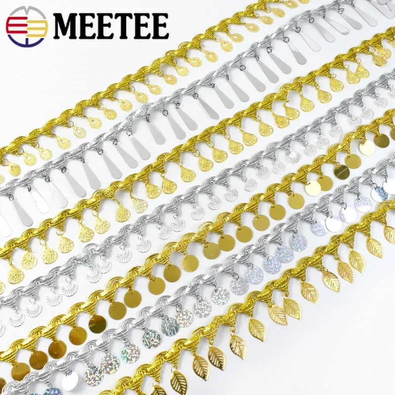 

10Yards 3-5.5cm Sequin Tassel Fringe Trim Lace for Dance Dress Clothes Silver Gold Braid Decoration Ribbon DIY Sewing Accessory