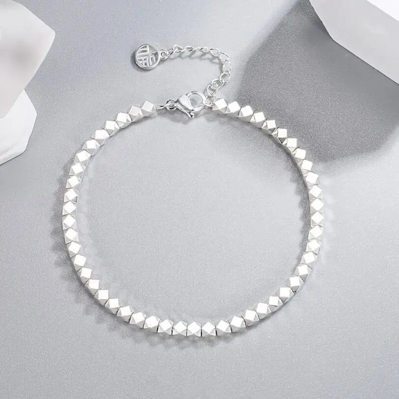 Echtes original Sterling Silber quadratische Perlen Armband für Frauen Hochzeits feier Geburtstag Jubiläum feines Geschenk da2773