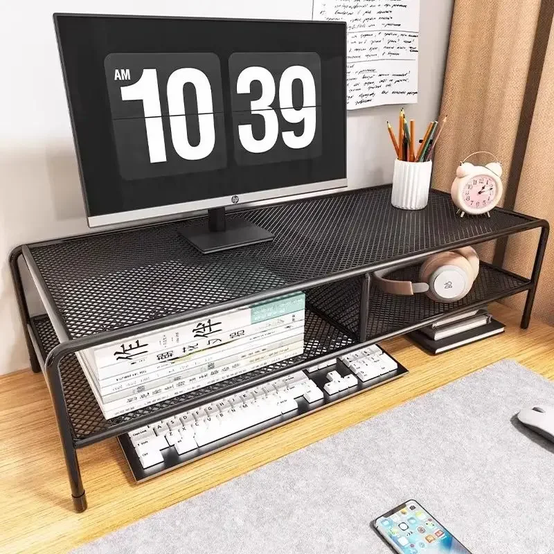 bed table for laptop height storage rack Dormitory Metal Hollow grid holes for heat dissipation office desk laptop stand