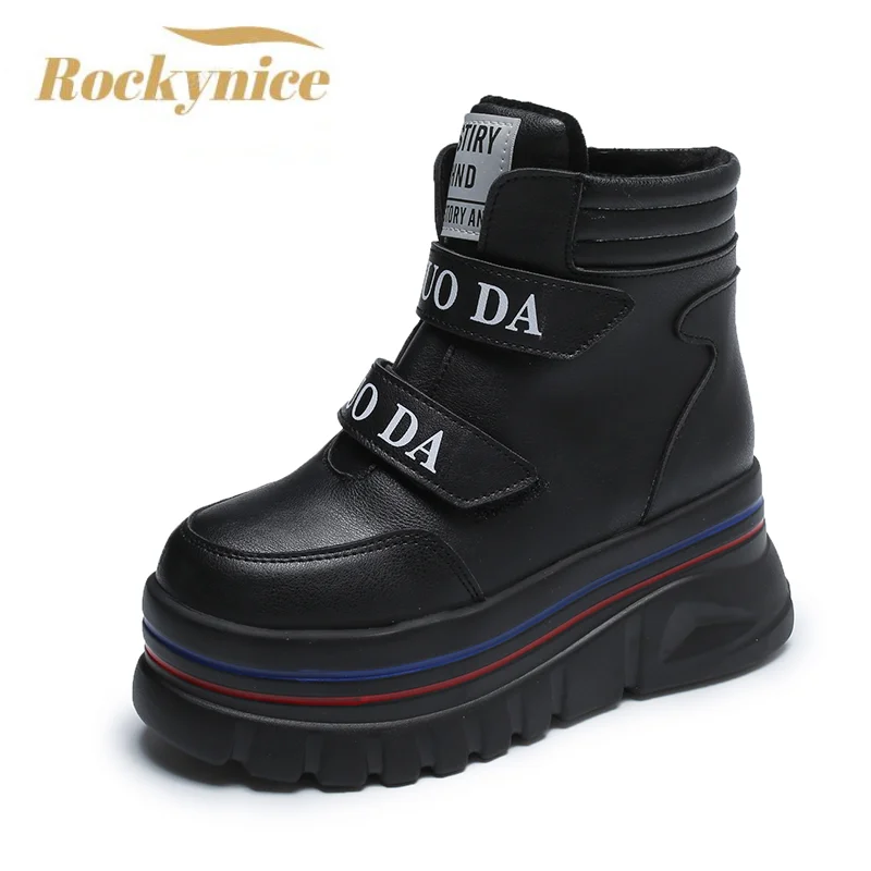 Vrouwen Snowboots Dikke Zool Zacht Leer Hoge Platform Enkellaars Wit Chunky  Sneakers Warm Plus Fluwelen Winter Laarzen Schoenen 6Cm|Enkellaars| -  AliExpress