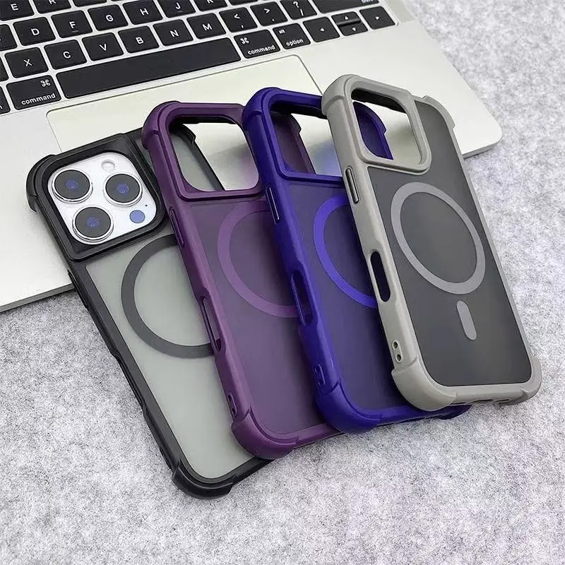 Magnetic Luxury Matte Fall Prevention Shockproof Case with Wireless Charging Compatibility