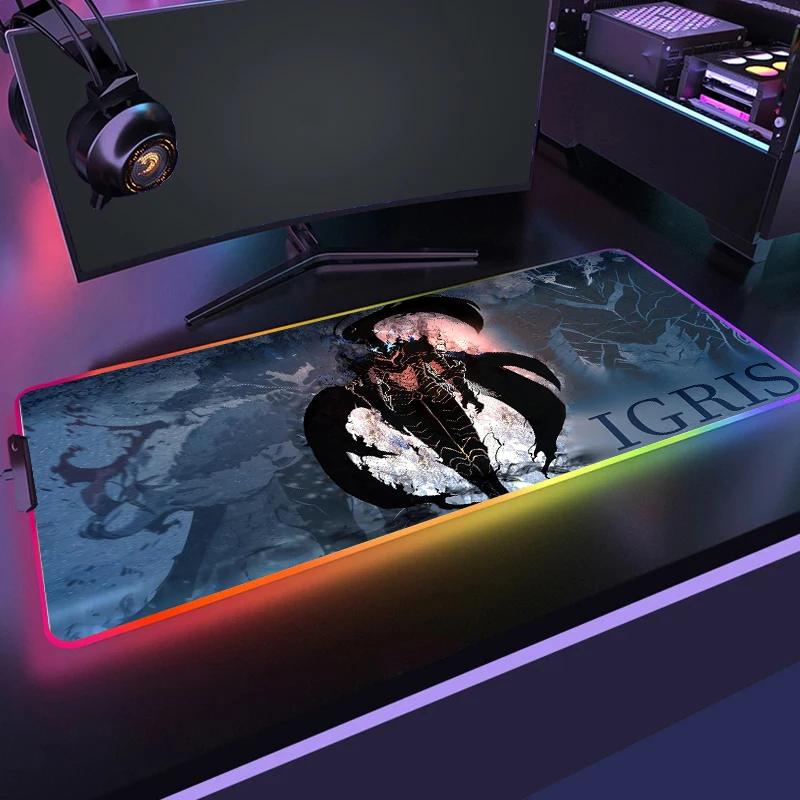 

RGB Solo Leveling Mouse Pad Anime Gaming Accessories Carpet PC Gamer Computer Keyboard Desk Mat Sung Jinwoo LED Light Mousepad