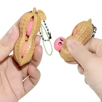 2pcs Squeeze Beans Keychain ADHD Soybean Fidget Toys Squishy Pea Pod Stress Toy Peanuts Keychain Gift for Kids Children Adult 2