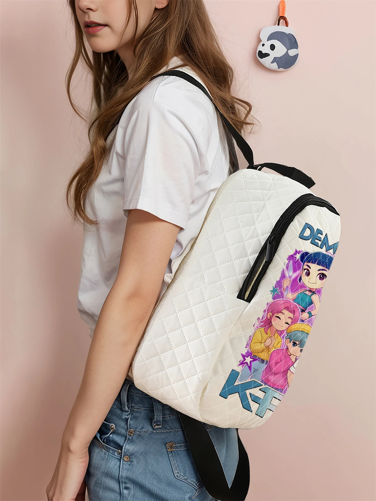 Blossom，Bubbles， Casual Diamond Quilted Compact Backpack, Suitable for Outdoor, Travel, Campus, Suitable for Both Men and Women