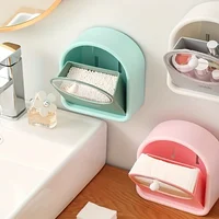 1pc Makeup Cotton Storage Box Wall Mounted Hanging Wall Flap Put Makeup Cotton Remover Box Cotton Sheet Cotton Swab Cosmetic Box 2
