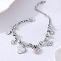 316L Stainless Steel Heart Charm Bracelets For Women 18k Gold Plated Various Pendants With Shining Zircon Women's Hand Bracelet - Image 2