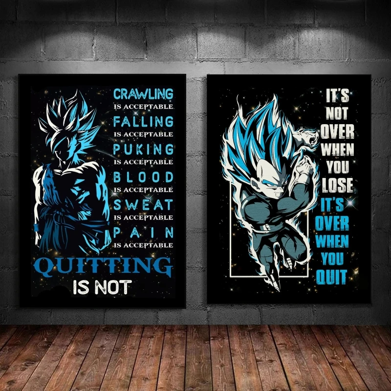 

Canvas Artwork Painting Cartoon Character Son Goku Vegeta Iv Cartoon Pictures Modern Home Children's Bedroom Aesthetic Poster