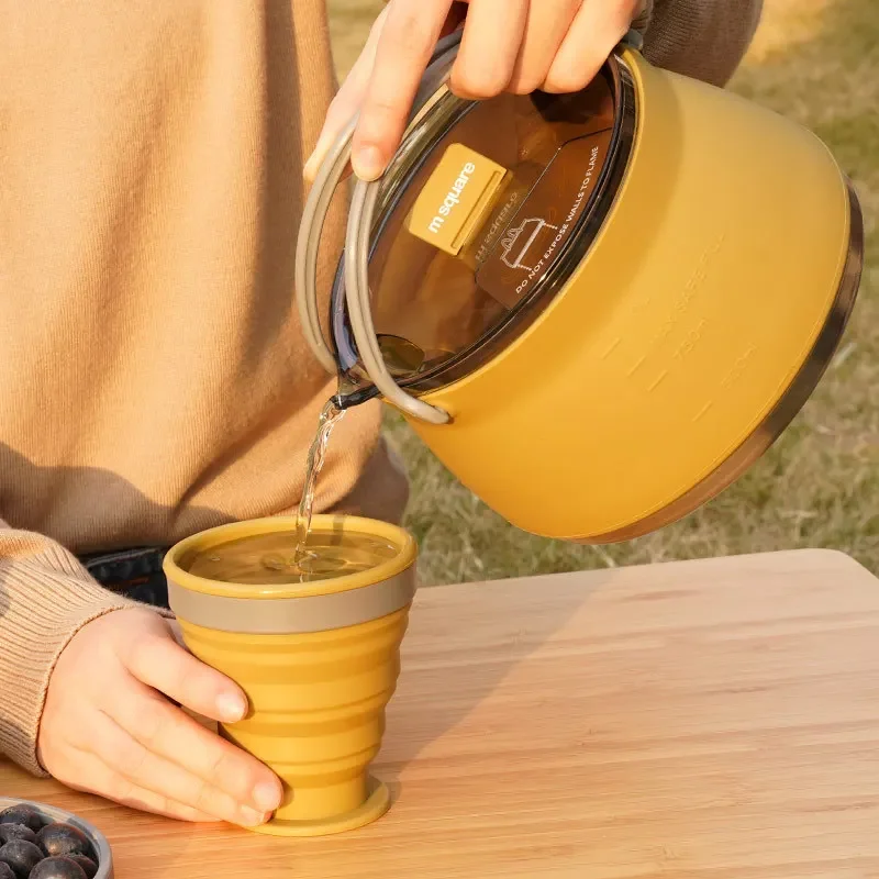 

Portable Foldable Camping Cookware Outdoor Folding Silicone Kettle Campin Open Flame Coffee Tea Cassette Travel Cooker Accessori