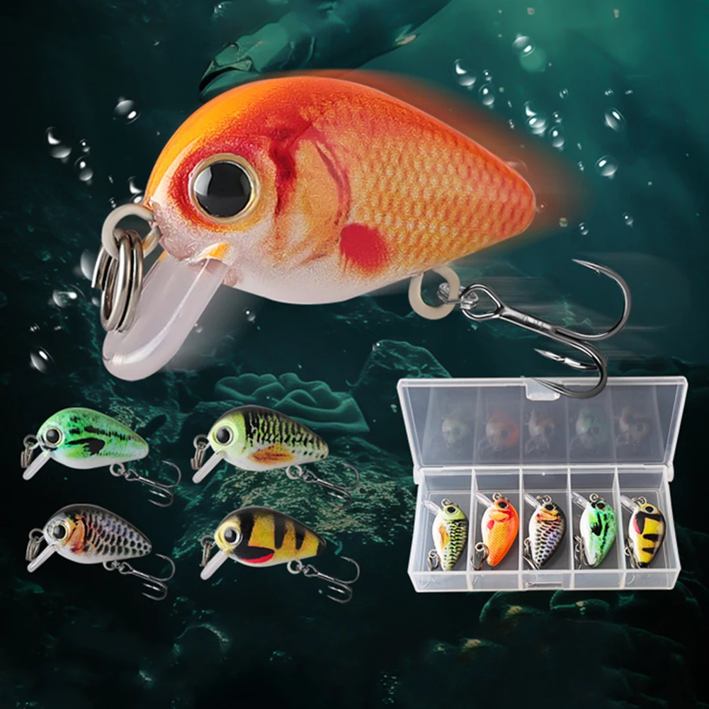 5pcs Mini Crankbait Fishing Lure 30mm 2g Floating Wobbler Swimbait Fishing Bait for Freshwater & Saltwater Angling