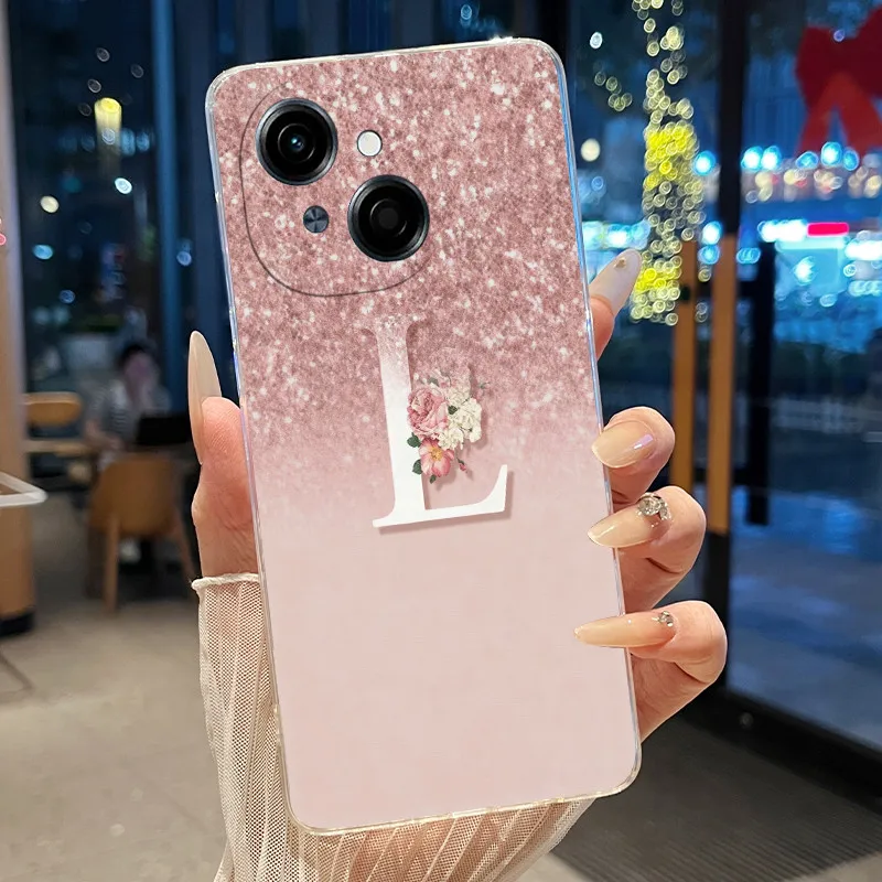 Clear Silicone Soft Luxury Elegant Letters Phone Case - Protective Cover
