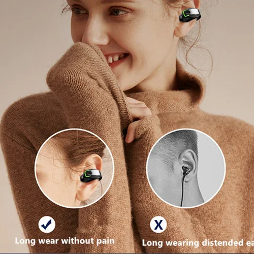 Wireless Bluetooth Headset with Microphone - Sports HiFi Stereo Ear Clip with Touch Control