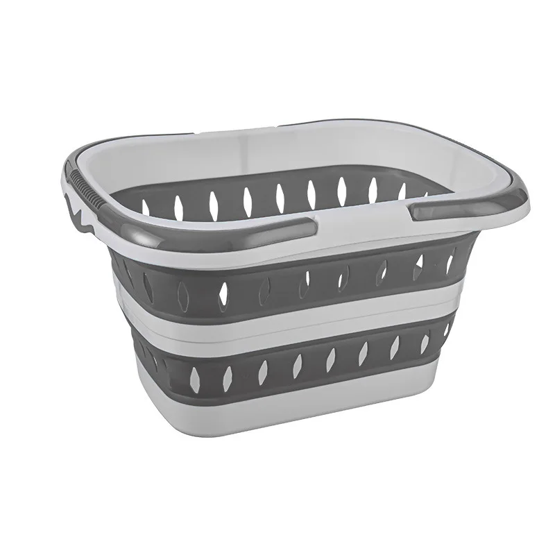 סל כביסה מתקפל בגודל גדול עם ידיות - תלוי על הקיר, סל אחסון מרובה תכליתי לבגדים ופריטים מסתובבים