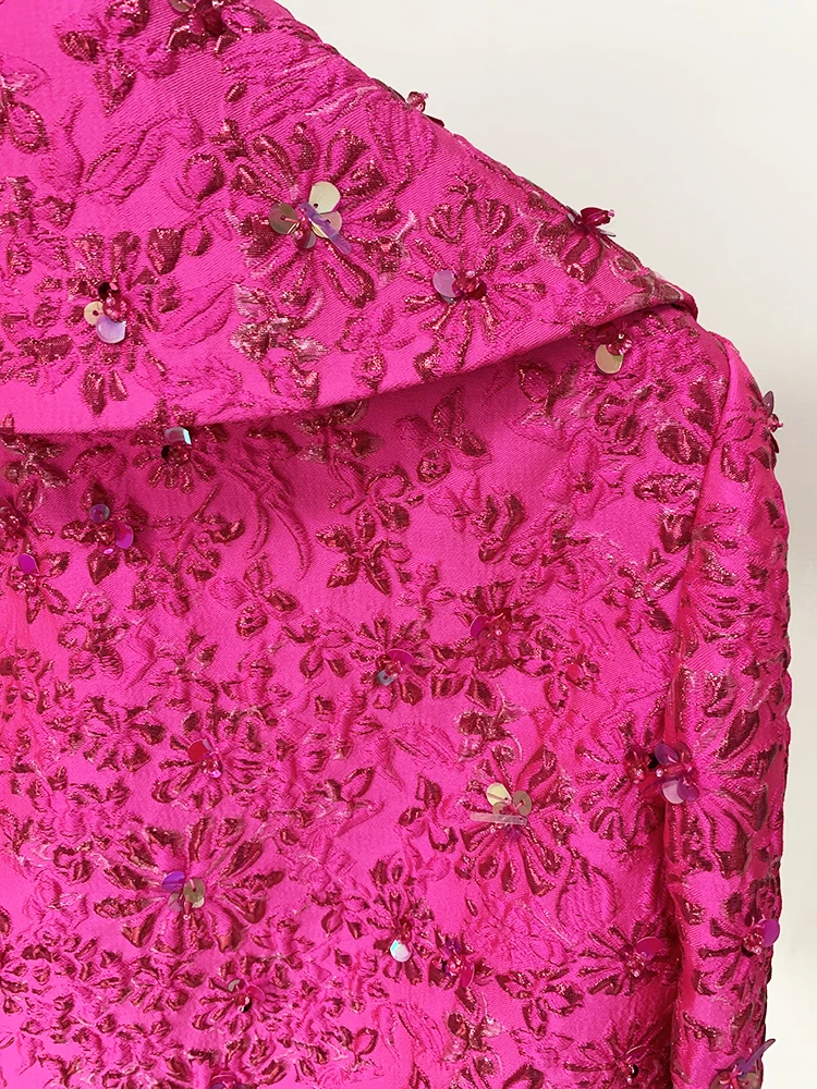 HIGH STREET Newest 2026 Star Style Designer Jacket Women's Beaded Floral Jacquard Trimmed Jacket